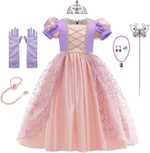 Vista 28 de Vestido de cumpleaños de princesa Sofía para niñas, disfraz de Halloween, concurso, Navidad, fiesta de noche, con accesorios