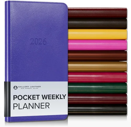 Vista 30 de Gallery Leather Planificador Semanal y Mensual Grande 2025-2026, Calendario Planificador y Cuaderno Elegantemente Encuadernado con Elegantes Bordes