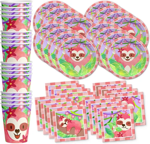 Vista 17 de Juego de suministros para fiesta de cumpleaños de Oso, juego de platos, servilletas, vasos, kit de vajilla para 16