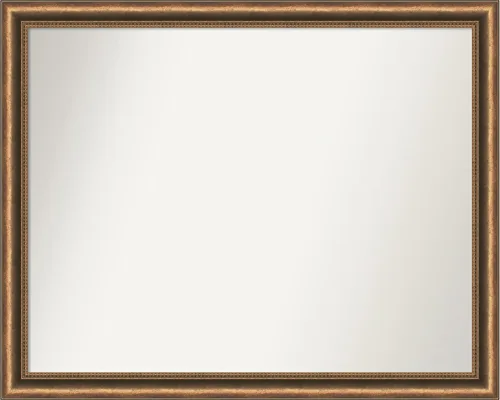 Vista 231 de Amanti Art Espejo de baño de bronce para sobre fregadero, 24 x 24 pulgadas, espejo de tocador cuadrado estrecho de bronce Manhattan, marco de madera