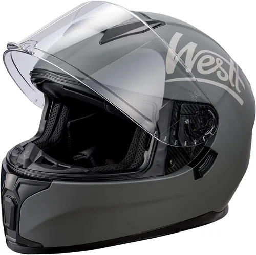 Vista 9 de Westt Cascos de Motocicleta Compactos – con Doble Visera, Aprobado por DOT, Casco Integral para Hombres, Mujeres y Adultos, Ligero Storm X Gris