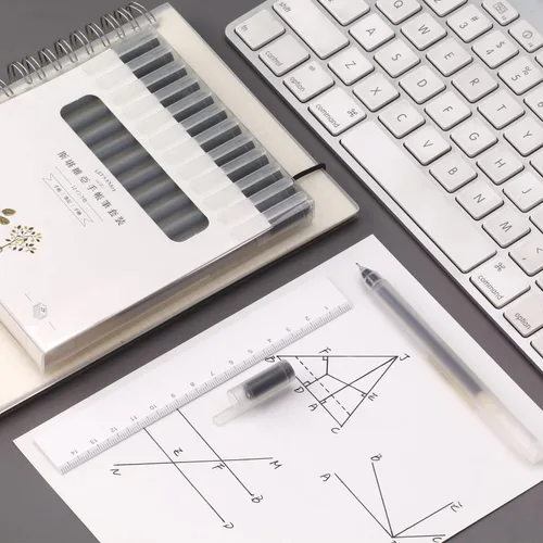 Vista 2 de XIZE SH Bolígrafos de gel minimalistas de estilo japonés de 0.5mm punta fina, paquete de 12, bolígrafos de tinta negra para suministros de papelería