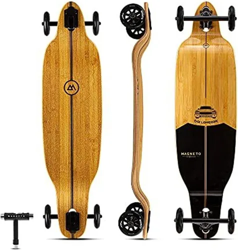 Vista 10 de Magneto Longboards Bamboo Longboards for Cruising, Carving, Free-Style, Downhill and Dancing (Bamboo Drop & Fiberglass Through Longboard)