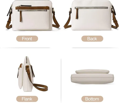 Vista 6 de CLUCI Bolso cruzado para mujer, con múltiples bolsillos, de piel vegana, bolso de hombro pequeño, bolso de hombro para verano, viaje, diseñador