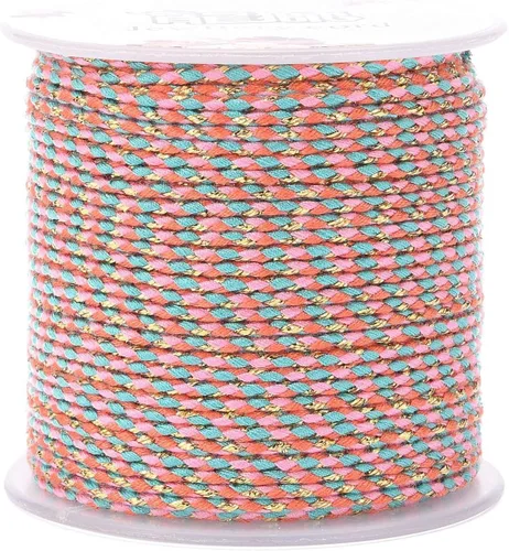 Vista 9 de Pandahall - Cuerda de macramé de 21.8 yardas con alambre dorado, de algodón de 4 capas hecha a mano, cuerda de macramé teñida torcida