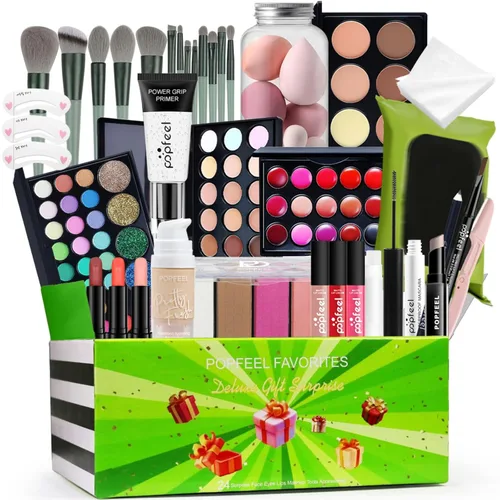 Vista 9 de Caja de maquillaje, regalo surtido sorpresa para festivales con productos de maquillaje profesional, juego de cosméticos para fiestas, para mujeres