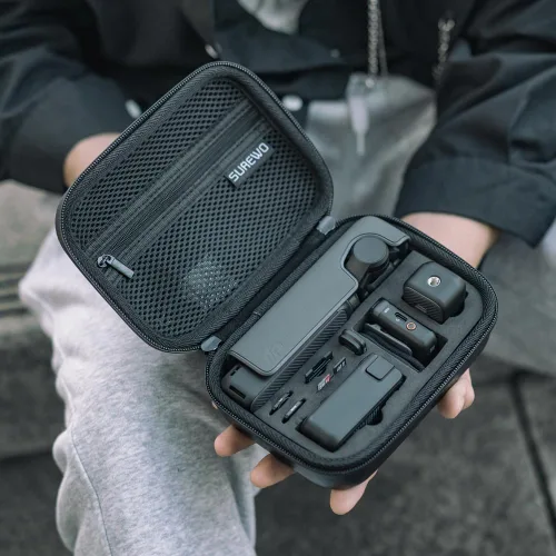 Vista 2 de Osmo Pocket 3 Mini Case, bolsa protectora de almacenamiento de PU portátil para DJI Osmo Pocket 3 Kit estándar y DJI Osmo Pocket 3 Power Expansion