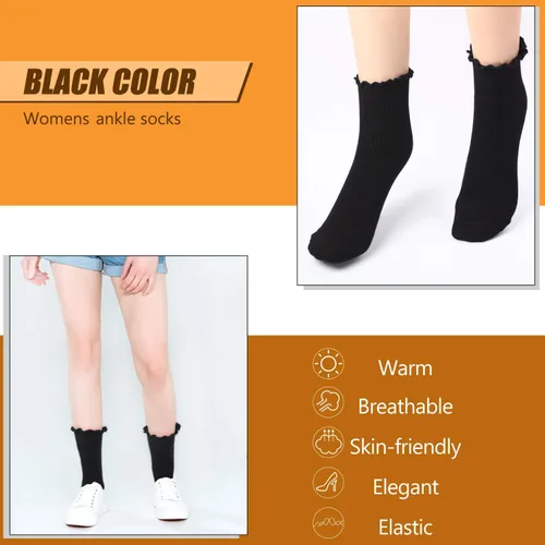 Vista 3 de Calcetines de encaje para mujer calcetines de tobillo de algodón de punto 6 pares