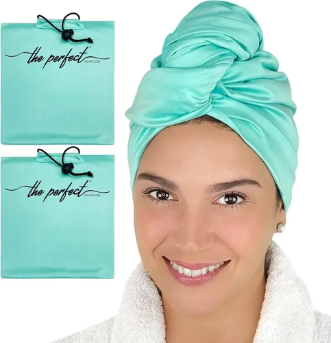 Vista 15 de Envoltorio de toalla de microfibra para el cabello para mujeres - Regalo y viaje - Suave como la seda - Cabello rizado, ondulado, liso para chicas