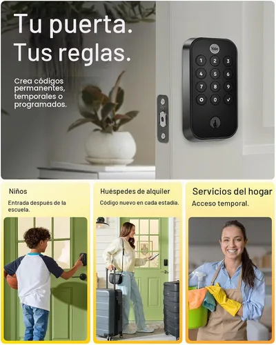 Vista 3 de Yale Assure Lock 2 Touch Deadbolt, Cerradura de pestillo de níquel satinado para puerta de entrada inteligente con teclado táctil conectado Z-Wave