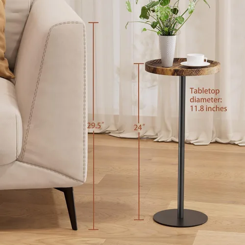 Vista 3 de Mesa de bebida, mesa de pedestal pequeña, mesa auxiliar redonda pequeña para sala de estar, dormitorio, baño