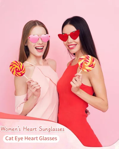 Vista 7 de Salfboy Gafas de sol de corazón para mujer, color caramelo, gafas de sol de despedida de soltera regalos de fiesta