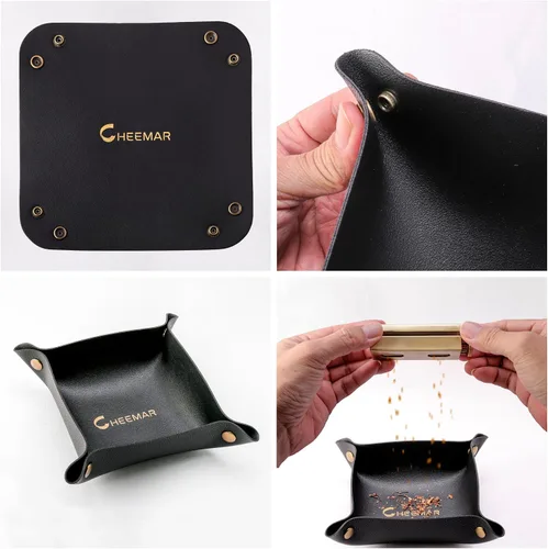 Vista 2 de CHEEMAR Juego de bandeja para enrollar cigarrillos con accesorios (estuche para cigarrillos, cargador de conos y cepillo) - Negro
