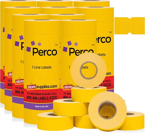 Vista 8 de Etiquetas azules Perco de 1 línea - 8 rollos, 1 funda, 8,000 etiquetas en blanco para pistolas de precio y fecha de 1 línea Perco - Fabricadas
