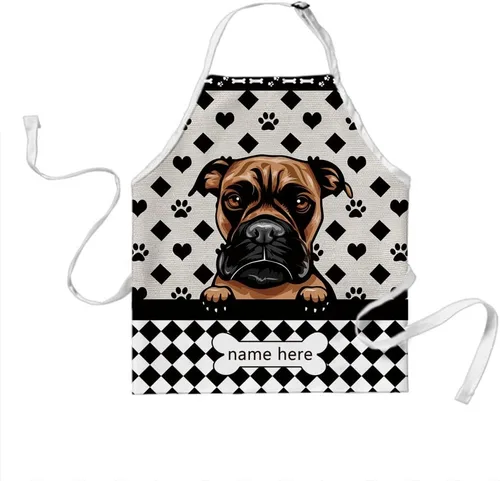 Vista 27 de Delantal lindo de lunares de perro personalizado Peeking Dog Boxer, Boxer-2