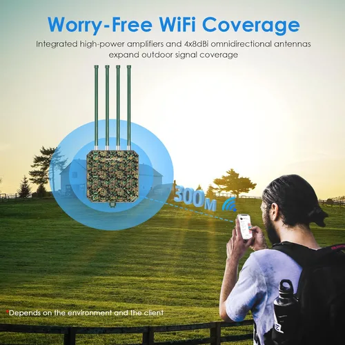 Vista 4 de Extensor WiFi para exteriores, WAVLINK WiFi 6 AX1800 Amplificador de señal WiFi con PoE, punto de acceso WiFi exterior de largo alcance, IP67