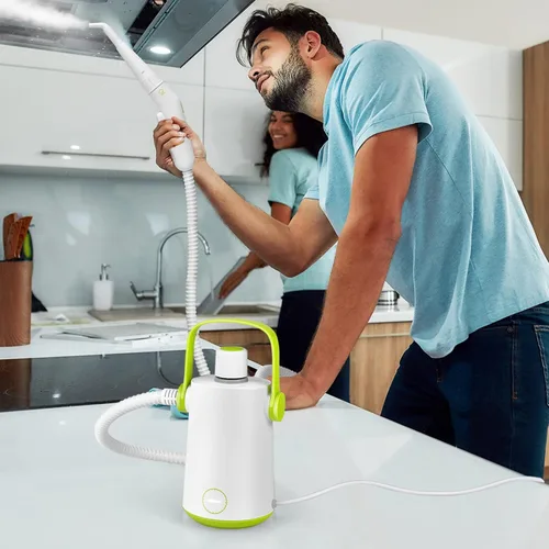 Vista 9 de LDAILY Limpiador a vapor de mano, vaporizador presurizado portátil de 1000 W, máquina de limpieza a vapor multiusos para cocina, ropa, piso