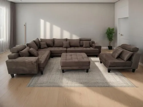 Vista 4 de Stendmar L forma U forma reversible moderno microfibra tela sofá seccional sofá conjunto S150DBR