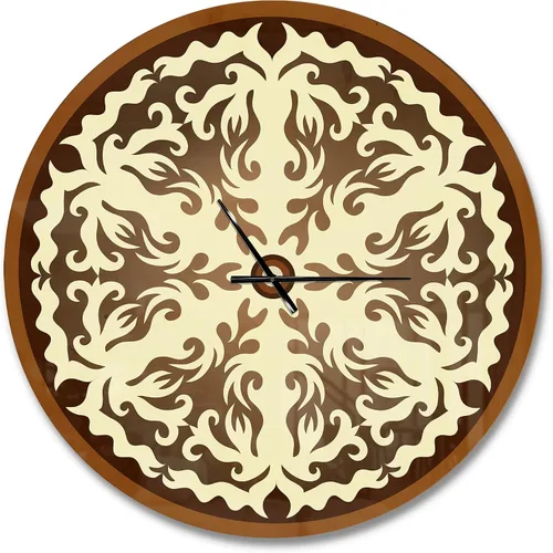 Vista 6 de DesignQ Reloj de pared moderno 'Orienta Chocolate Mandala' Reloj de pared redondo de chocolate para decoración de cocina
