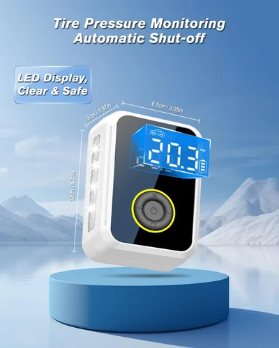 Vista 4 de Inflador inteligente de neumáticos de inflado rápido, compresor de aire portátil, batería recargable inalámbrica y bomba de aire automática de 12 V