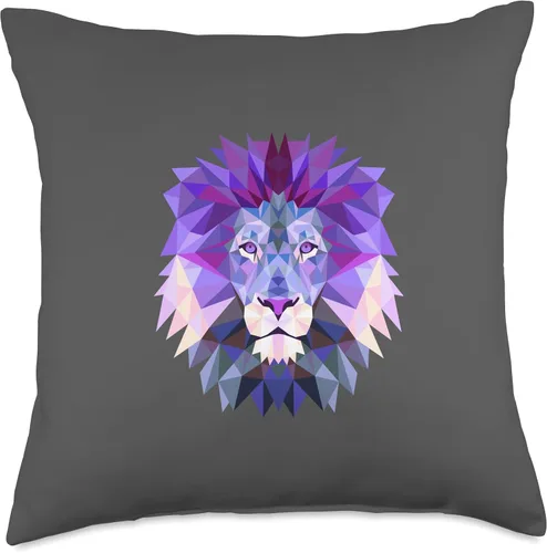 Vista 5 de löwe in purple Lion Zodiac Astroface - Almohada de polígono OM con ojo de chakra morado, 16 x 16 pulgadas, multicolor