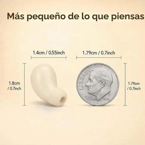 Vista 2 de Mini auriculares Bluetooth invisibles, ergonómicos inalámbricos con calidad de sonido premium y emparejamiento automático de un solo paso (beige)