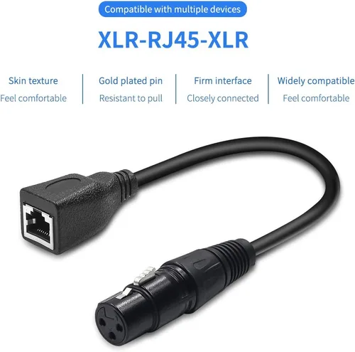 Vista 2 de Cable adaptador XLR a RJ45 de 3 pines, cable XLR hembra a RJ45, cable de extensión de conector de red RJ45, uso Ethernet Cat5 para serie