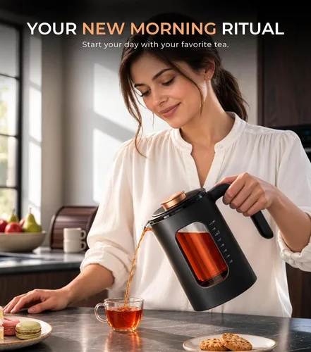 Vista 7 de Epeios Tetera eléctrica con infusor, control de temperatura de 1 ℉, 1 L Gris-oscuro