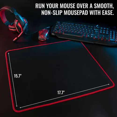 Vista 6 de Ritz Gear Kit de accesorios para juegos (rojo) Paquete de retroiluminación LED 4 en 1 Combo de PC con teclado multimedia, mouse óptico