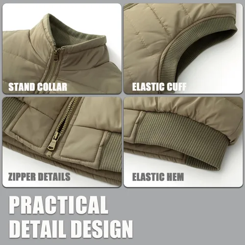 Vista 34 de Msmsse Chalecos de invierno para hombre, con forro polar, acolchado, casual, sin mangas