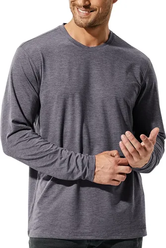 Vista 13 de MIER X-Sofort - Camisetas de manga larga para hombre, ligeras, súper suaves, atléticas, cuello redondo, para correr, descansar, entrenamiento casual