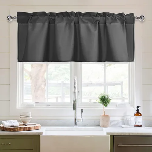 Vista 10 de XWZO Cortinas de cenefas de cocina para ventanas, sala de estar, dormitorio, baño, cubiertas superiores, estilo granja rústico, comedor, aislamiento
