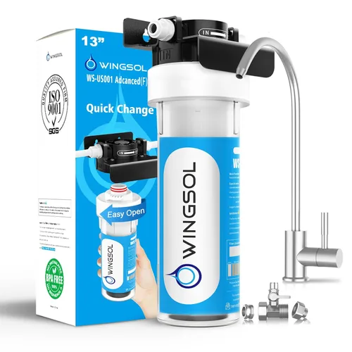 Vista 13 de WINGSOL WINGSOL Filtro de agua alcalina para debajo del fregadero, mejora el pH y el sabor, función 5-en-1 reduce metales pesados, cloro, PFAS