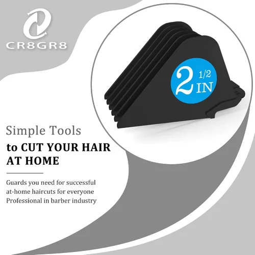 Vista 4 de Protectores de cortapelos para Wahl 10 12 14 16 18 20 Protectores de Cortapelos para el Cabello 6pcs Accesorios Extra Largos de Protectores de Negro