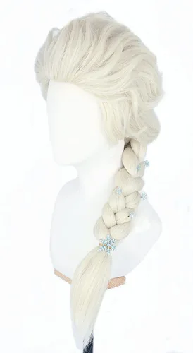 Vista 2 de Topcosplay Peluca de cosplay rubia+6 horquillas de cabello largo trenzado para Halloween, disfraz de princesa