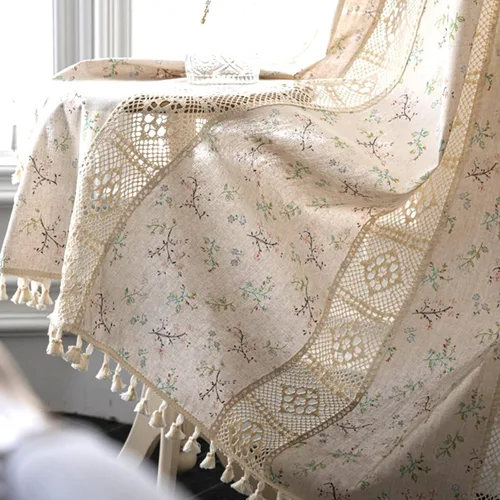Vista 8 de Bringsine - Cortinas de crochet bohemias de algodón para sala de estar, cortinas de ventana para dormitorio con oscurecimiento, cortina