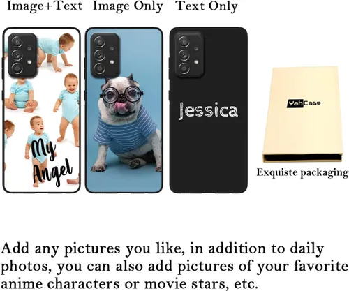 Vista 2 de Funda personalizada para Samsung Galaxy A53 5G, funda protectora de poliuretano termoplástico suave contra arañazos, color negro