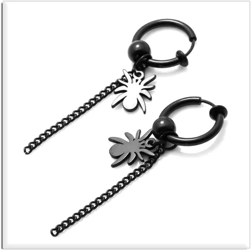 Vista 5 de Xusamss Punk Jewelry - Aretes colgantes de acero inoxidable con bisagras de araña, cadena larga, Acero inoxidable Acero aleado