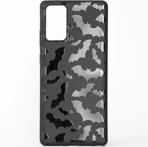 Vista 7 de Funda de teléfono negra mate compatible con Samsung Galaxy Note 10 4G 2019 – Funda protectora de goma delgada con diseño de murciélagos, diseño