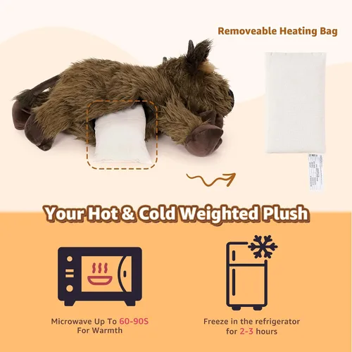 Vista 3 de Onsoyours - Animales de peluche originales de vaca de las tierras altas con peso de 3.35 libras, 20 pulgadas, grandes para microondas para aliviar