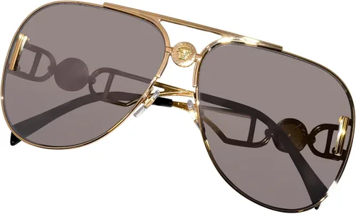 Vista 5 de Versace VE2255 10026G Gafas de Sol DoradoGris Claro Espejo Plata Piloto 2.480 in, Oro