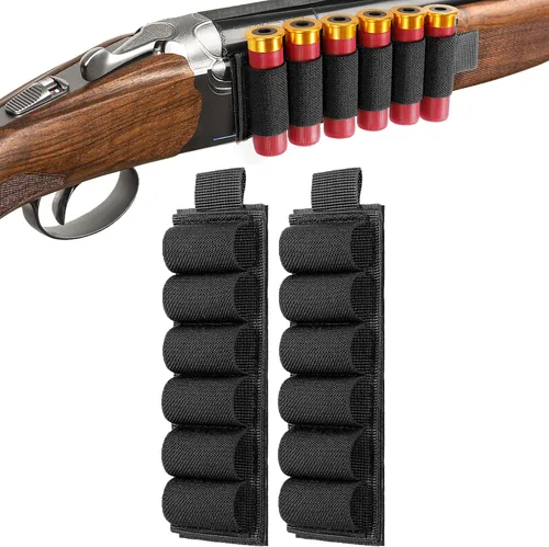 Vista 12 de FRTKK Paquete de 2 Portadores Tácticos de Cartuchos de Escopeta para Culata para Rifles, Portador de Munición de Cartuchos Molle para Calibre 12/20