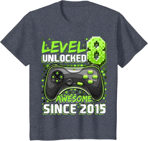 Vista 85 de Level 8 Unlocked Awesome 2015 Video Game 8th Birthday Boy T-Shirt, Negro