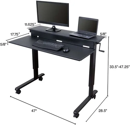 Vista 3 de DESK STORE - Escritorio para computadora ajustable para estar sentado o parado