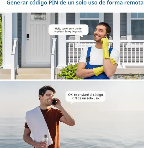 Vista 3 de Philips Cerradura de puerta de entrada sin llave, genera código único de forma remota no conectada, cerradura de cerrojo independiente con teclado