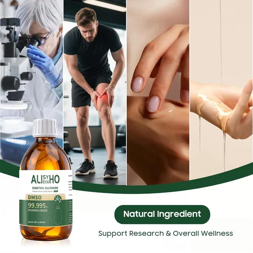 Vista 5 de DMSO 10 oz (pureza 99.995%) grado farmacéutico Sulfóxido de dimetilo, embalaje de botella de vidrio de 10 onzas