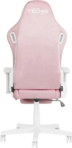 Vista 8 de Techni Sport Silla para juegos de terciopelo rosa con reposapiés