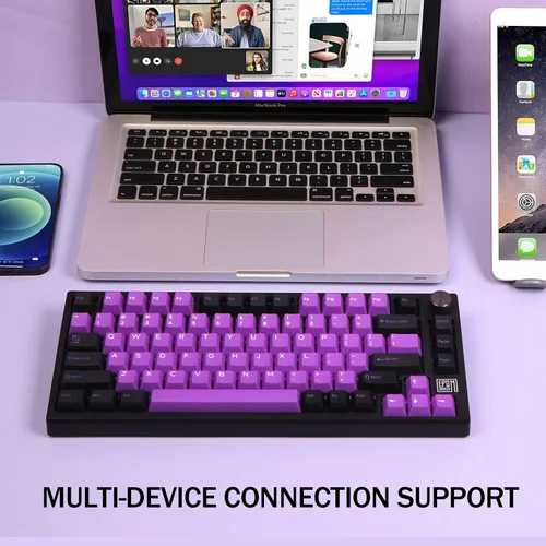 Vista 8 de EPOMAKER TH80 SE Junta 75% teclado mecánico, NKRO intercambiable en caliente RGB 2.4Ghz Bluetooth 5.0 Teclado para juegos con cable con espuma