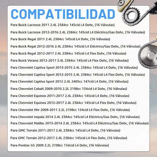 Vista 2 de Kit de Cadena de Distribución SUSUCAR con Bomba de Agua, Bomba de Aceite, Tensor de Piñón de Guía de Cadena para GMC Terrain, Chevy Equinox Malibu