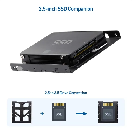 Vista 2 de Cable Matters Paquete de 2 adaptadores de disco duro de 2.5 a 3.5 para SSD Kit de soporte de montaje dual SSD, adaptador 3.5 a 2.5, incluye